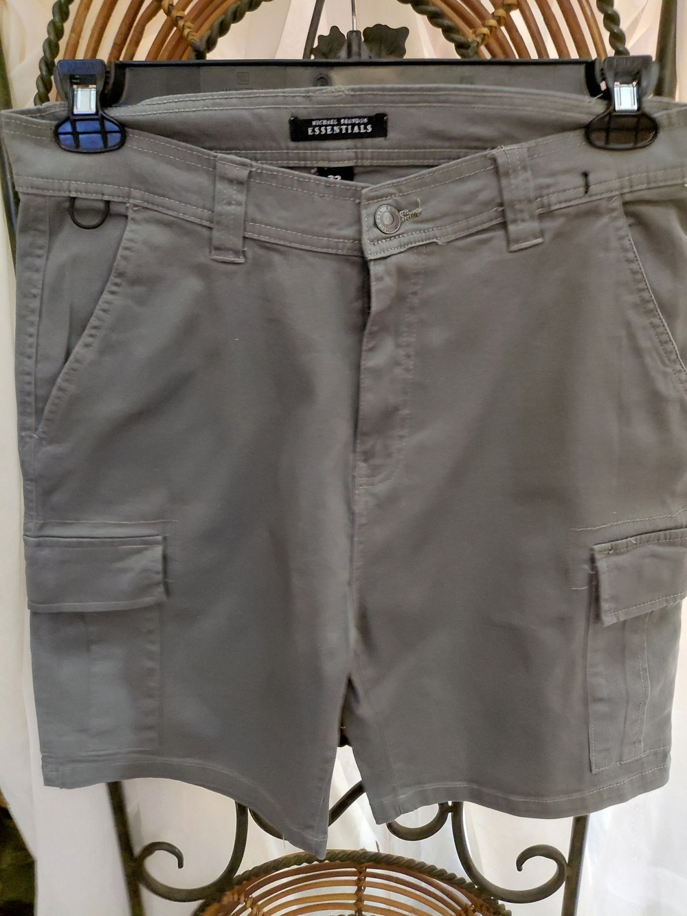 Michael Brandon Essentials Men's Gray Cargo Shorts with Utility Pockets